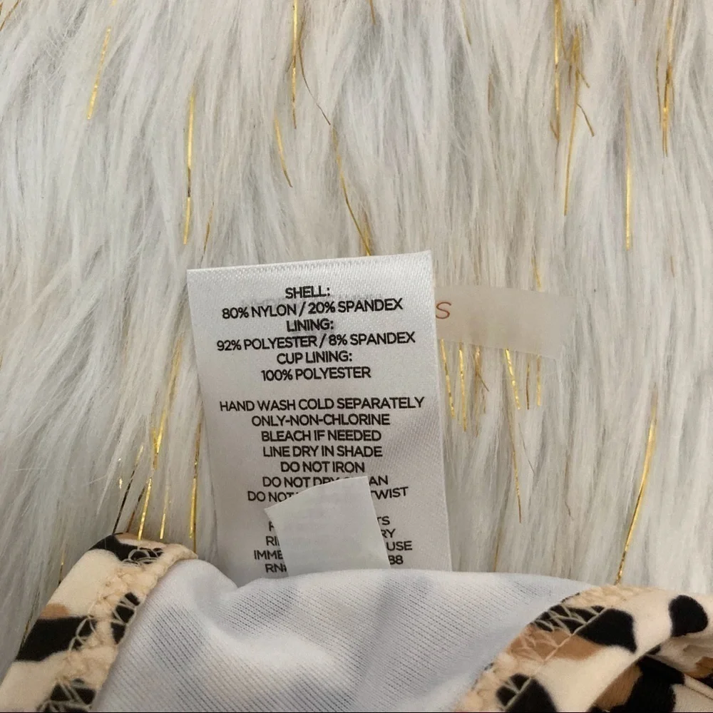 Shade & Shore Leopard Print Bikini Top | Size 34B